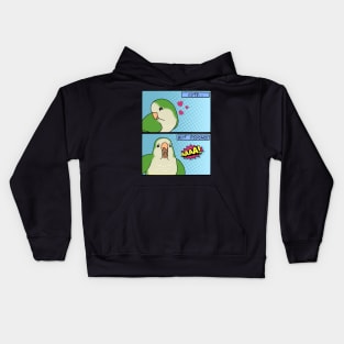 cute but psycho Green quaker parrot Kids Hoodie